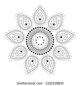 Indian Filigree Dotted Ornament - Vector Mehendi Pattern with Paisley
