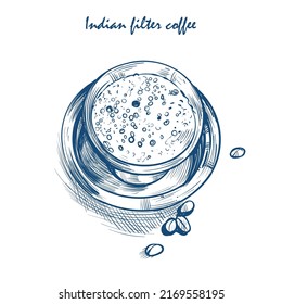 ilustración vectorial de la línea de café de filtro indio