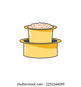 Indian filter coffee vector illustration. Linear image of Madras coffee - metal device of two cylindrical cups. Cooking appliance, brewed coffee, caffeine concepts.