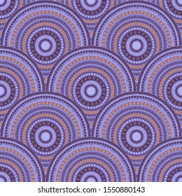 Indian fish scale background vector seamless pattern. Folk motifs floral repeating geometry. Eastern asian ethnic circle mandala elements seamless geometric pattern.