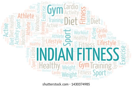 Indian Fitness word cloud. Wordcloud made with text only.