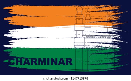 Indian flag along with indian monuments  background image for Indian independence day 