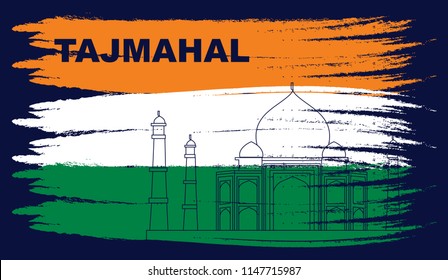 Indian flag along with indian monuments  background image for Indian independence day 