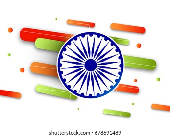 Indian Flag background with Ashoka Wheel or Saffron and Green stripes. Happy Independence Day and Republic Day concept.
