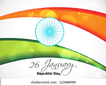 Indian Flag background with Asoka chakra on white background.
