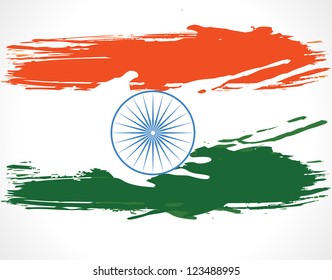 Indian Flag background with Asoka chakra on white background.