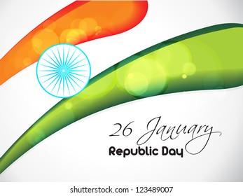 Indian Flag background with Asoka chakra on white background.
