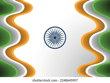 Indische Flagge Hintergrund mit Asoka-Rad auf weißem Hintergrund.