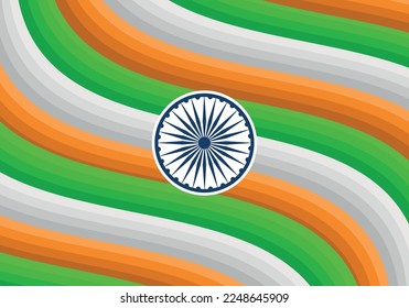 Indian Flag background with Asoka wheel on white background.