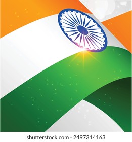 Indian flag with Blue Ashoka wheel vector illustration.