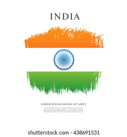 Indian flag. Brush stroke background