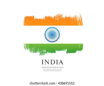 Indian flag. Brush stroke background
