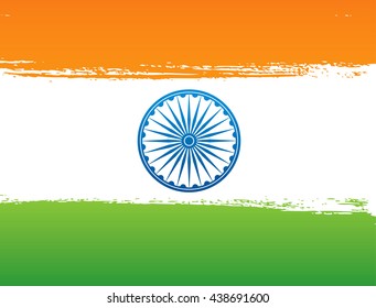 Indian flag. Brush stroke background