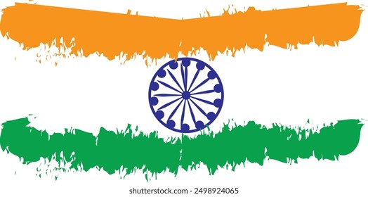 Indian Flag in Brush Stroke Illustration