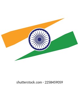 Indian flag brush stroke splash of tricolour orange saffron green white with Ashoka Chakra 