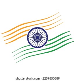 Indian flag brush stroke splash of tricolour orange saffron green white with Ashoka Chakra 