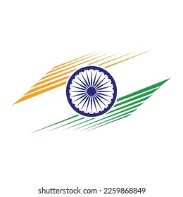 Indian flag brush stroke splash of tricolour orange saffron green white with Ashoka Chakra 