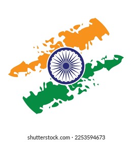 Indian flag brush stroke tricolor with Ashok chakra vector illustration eps 