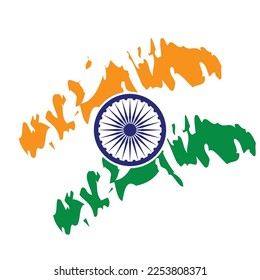 Indian flag brush stroke tricolor with Ashok chakra vector illustration eps 