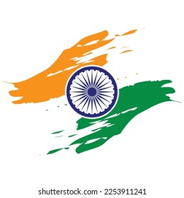 Indian flag brush stroke tricolor with Ashok chakra vector illustration eps 