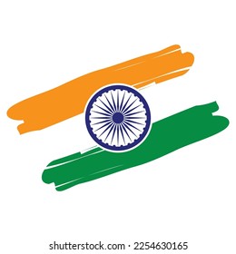 Indian flag brush stroke tricolor with Ashok chakra vector illustration eps 