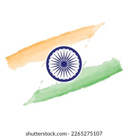 Indian flag brush stroke tricolor with Ashok chakra vector illustration eps	
