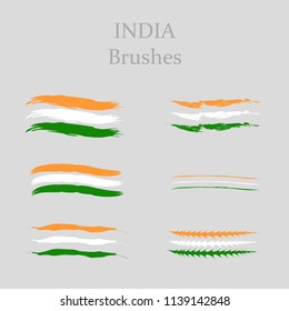 Indian Flag Brush Strokes. Vector Painting