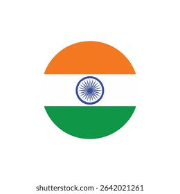 Indian flag in circular shape with orange, white, and green colors