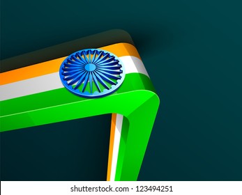 Indian flag color creative background with 3D Asoka wheel. EPS 10.