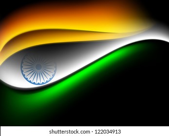 Color de la bandera india fondo de onda creativa con rueda Asoka. EPS 10.