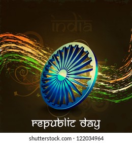 Indian flag color creative wave background for Republic Day EPS 10.