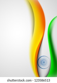 Color de la bandera india fondo de onda creativa con rueda Asoka. EPS 10.