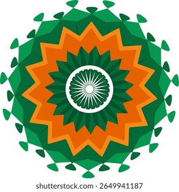 Indian Flag Colors Geometric Mandala Design