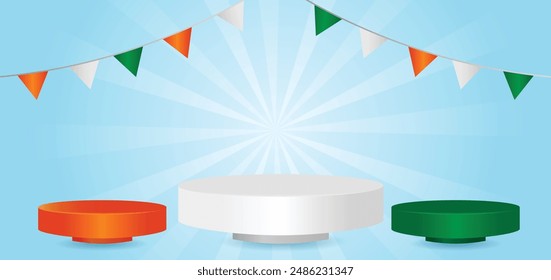 Indian flag colour podium set for independence day sale offer poster