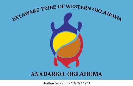 Indian flag Delaware Tribe of Western Oklahoma vector illustration isolated on background. Symbol of native people in America. Delaware clan emblem banner. Native Americans community. USA reservation.