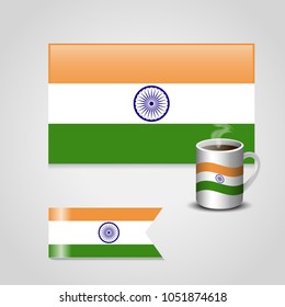 Indian flag design with a cup of coffee vector