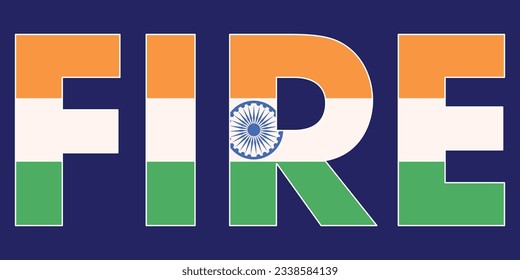 Indian Flag with Fire Word vector illustration