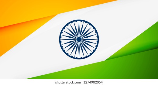 indian flag in geometric style banner