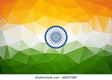 Indian Flag in geometric style. Vector illustration concept Indian Independence Day celebrations.