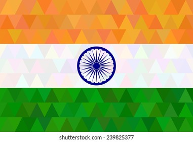 Indian Flag in geometric style. Vector illustration concept Indian Independence Day celebrations.