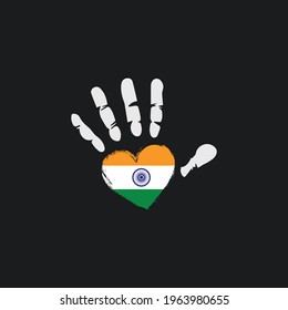 Indian flag. hand shape flag abstract background