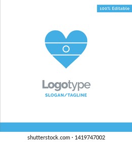 Indian, Flag, Heart, Heart flag Blue Solid Logo Template. Place for Tagline