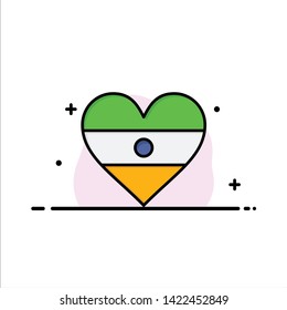 Indian, Flag, Heart, Heart flag  Business Flat Line Filled Icon Vector Banner Template