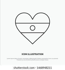 Indian, Flag, Heart, Heart flag Line Icon Vector. Vector Icon Template background