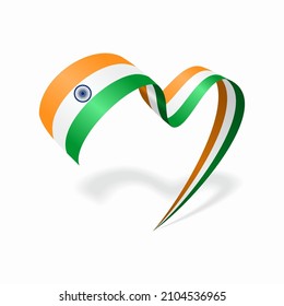 Indian flag heart shaped ribbon. Vector illustration.