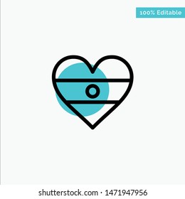 Indian, Flag, Heart, Heart flag turquoise highlight circle point Vector icon