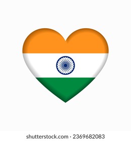 Indian flag heart-shaped sign. Vector illustration.