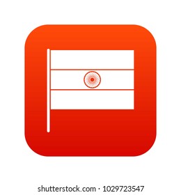 Indian flag icon digital red for any design isolated on white vector illustration