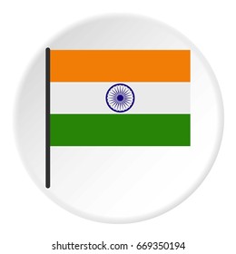 Indian flag icon in flat circle isolated on white vector illustration for web