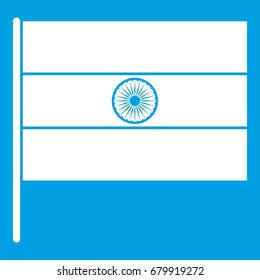 Indian flag icon white isolated on blue background vector illustration